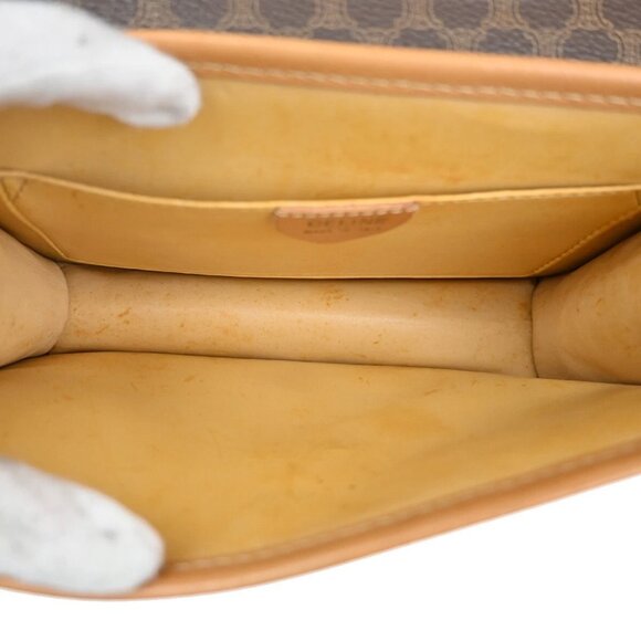 CELINE Logo Macadam Pattern Hand Bag PVC Leather Brown Gold Italy - Picture 7 of 16